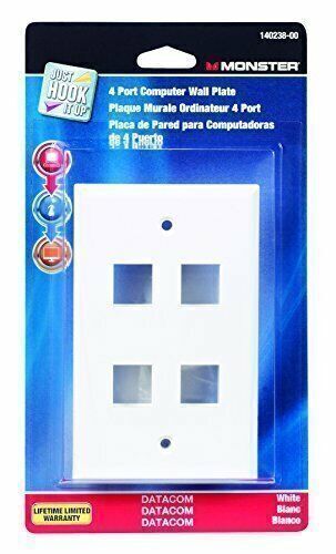 Primary image for Monster Cable Multi-Media Keystone Wall Plate 4 Port White