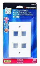 Monster Cable Multi-Media Keystone Wall Plate 4 Port White - £28.44 GBP