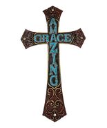 18&quot;H Rustic Western Faux Wooden Amazing Grace Scrollwork Decorative Wall... - $547.38 MXN