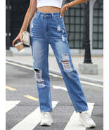 Distressed Straight Jeans with Pockets - $57.68 CAD