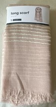 Women&#39;s Soft Pink Fashion Scarf w/ White Textured Stripes 70&quot; Long &amp; 27&quot;... - £3.81 GBP