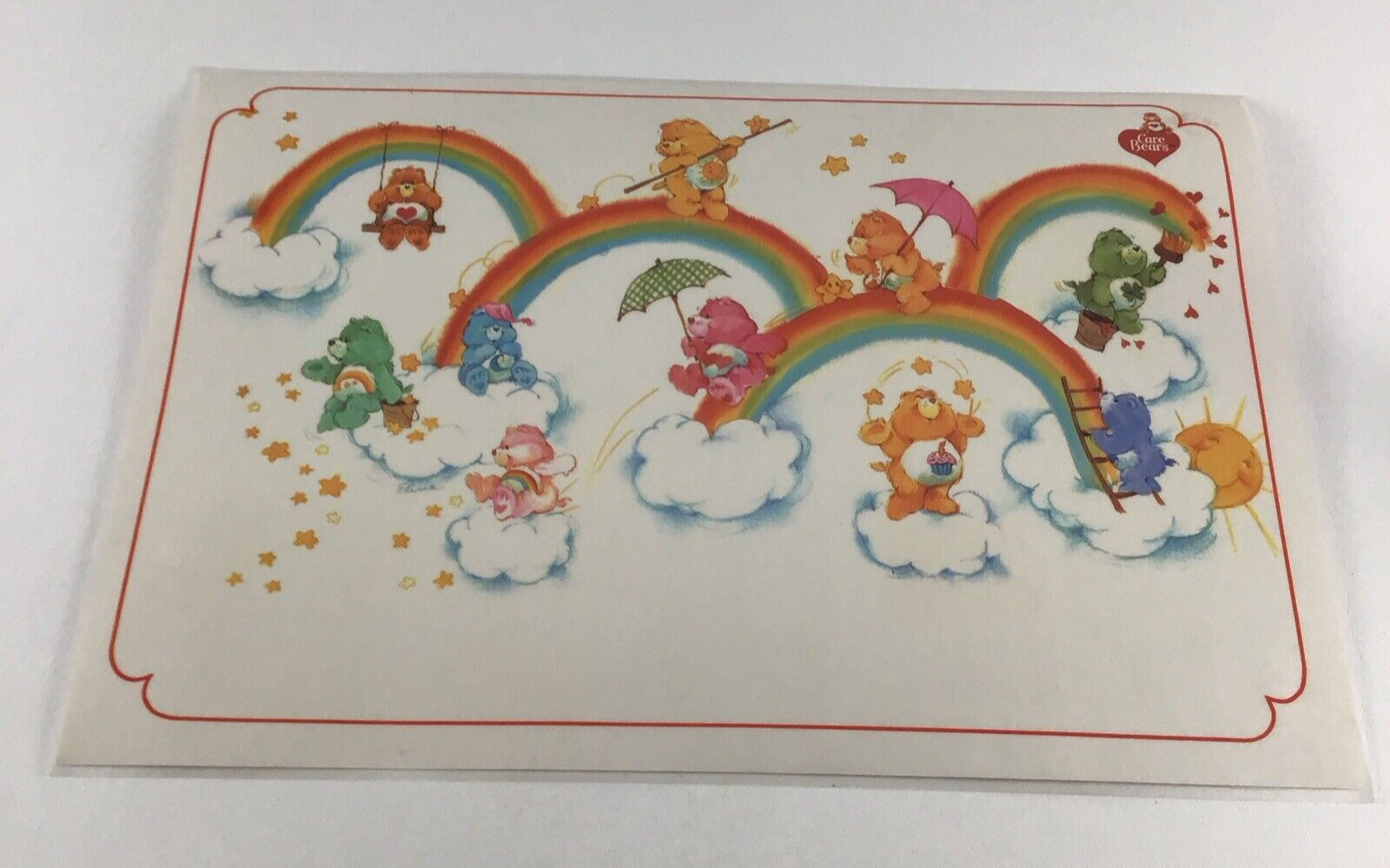 Care Bears Placemat Learning Activity Wipe Clean Vintage 1985 American G... - $17.77
