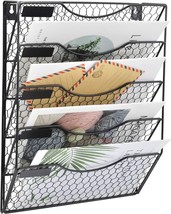 EASEPRES Mail Organizer Wall Mount, 5 Tier Metal Chicken Wire Hanging File - £22.54 GBP