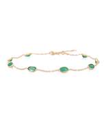 Natural 18K Yellow Gold Oval Cut Emerald Bracelet, Mothers Day Gifts, Ha... - £195.14 GBP