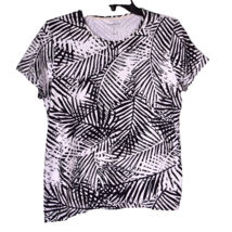 Ladies Croft And Barrow Classic Black And White Floral Design T Shirt Size L - £8.88 GBP