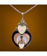 SAJEN  Sterling Carved 2 Goddess Faces Multi Gemstone Necklace 52.4gr 18” - £274.07 GBP