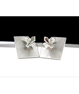 SWANK Vintage CUFFLINKS Fleur De Lis Diamond-Shape Starburst MEN&#39;S Silve... - $32.34 CAD