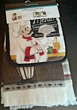 Bon Appetit Kitchen Hand Towels 2 oven potholders 2 Towels Menu Kitchen Cooking - £11.85 GBP