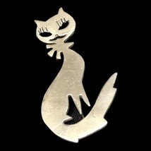 Vtg Brooch Pin TAXCO MEXICO 925 STERLING SILVER Modernist Cat Kitten Jew... - $58.49