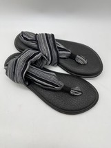 Sanuk Women&#39;s Yoga Sling Knit Fabric Sandals Grey Black Size 7 - $9.50