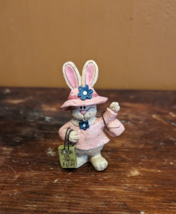 Suzi Skoglund Blossom Bucket Resin Spring Shopping Bunny Rabbit Figurine... - £25.45 GBP