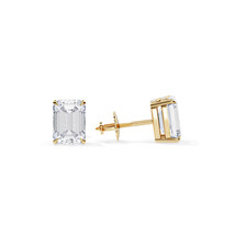 2 CT Emerald Cut Diamond Earrings / Basket Stud 14K Gold Earrings / Scre... - $26,629.19 MXN