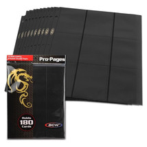 BCW Side Loading 18-Pocket Pro Pages - Black Trading Card Storage- 10 Pages Each - £5.90 GBP