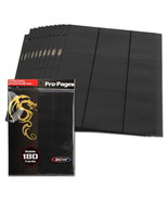 BCW Side Loading 18-Pocket Pro Pages - Black Trading Card Storage- 10 Pages Each - $7.39