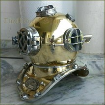 Antique Brass Scuba Deep Sea Diving Divers Helmet Mark V U.S Navy Vintage 18&quot; - £148.98 GBP