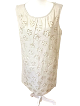 Size 16 Vintage 60s Nelly De Grab Ivory Lace and Embellished Floral Sheath Dress - $53.99