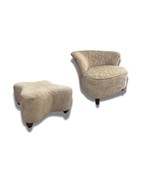 Cream Club Chair &amp; Matching Ottoman - £426.32 GBP