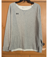 Under Armour Hustle Fleece Sweatshirt Women L Gray Pullover Crewneck Loose - $15.47