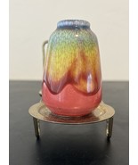 Mini Rainbow Drip Glaze Vase Art Pottery Vtg Japan Collection 70s Mint V... - $20.33 CAD