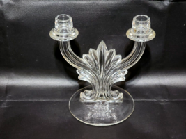 Vintage FOSTORIA Baroque Style 24% Lead Crystal Double Light Candle Holder - $24.98