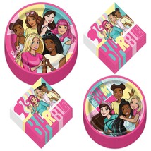 HOME &amp; HOOPLA Barbie and Friends Pink Birthday Party Assortment of Dinner Plates - £17.76 GBP