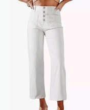 Women&#39;s Sz 8 Wide Leg Jeans High Waiste Stretchy Straight  Button Fly NW... - $19.75