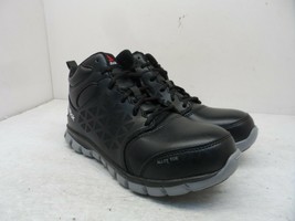 Reebok Women&#39;s Mid Sublite Safety Leather Work Shoes RB142 Black/Grey Size 7M - £45.55 GBP