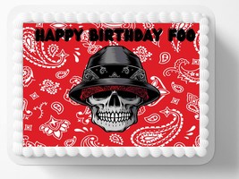 Homeboy Skull Happy Birthday Foo Happy Birthday Cholo Edible Cake Toppe ... - £12.96 GBP