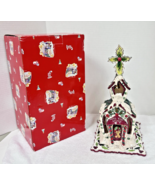 Blue Sky Clayworks Heather Goldminc “ North Pole Church” Tea Light Chris... - $104.06 CAD