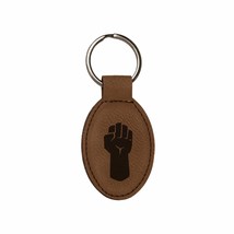 D&amp;D Gifts Fighter Class Symbol Engraved Leatherette Keychain for Men Women Oval  - £8.78 GBP