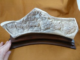 Antler-5) white Owl Lion eagle seal shed moose antler figurine detailed carving - £197.87 GBP
