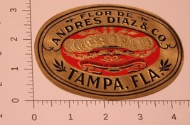 Vintage Flor De Andres Diaz &amp; Co Cigar Label Tampa Florida - £4.63 GBP