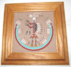 Navajo &quot;Camel God&quot; Sand Painting Framed Art Collectible Tile Signed By L... - $95.00