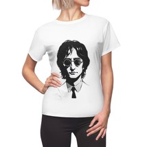 John Lennon AOP T-Shirt - Black and White Portrait of Iconic Musician in Classic - £25.91 GBP+
