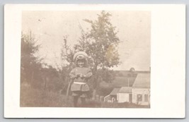 RPPC Cute Edwardian Child In Grass Amesbury MA To Merrimack Photo Postcard Y27 - £10.97 GBP