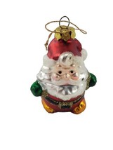 Christmas Small Glass Santa Claus with Green Mittens Glitter Ornament Holiday  - £7.47 GBP