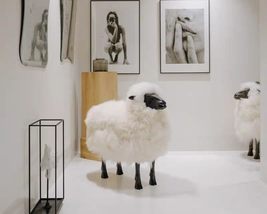 interoknack Corner Bench Living Room Home Decor Sheep Faux Fur Bench, Wh... - $2,999.00