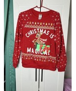 Rudolph The Red Nosed Reindeer Christmas Magical Light Up Sweater Juniors M - $18.66