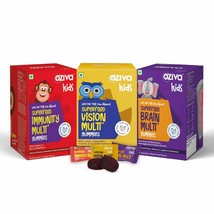 OZiva Superfood For Super Kids Vision  Immunity Brain MultiVitamin Gummies 3Pcs - £55.49 GBP