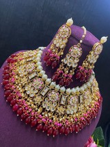 Gold Plated Bollywood Style Enameled Yellow Indian Choker Necklace Jewelry Set - £66.87 GBP