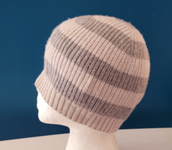 J Crew Women&#39;s Hat Size One Size Gray Striped Beanie Casual Outerwear - £12.64 GBP