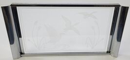 Vintage Chrome Glass Serving Tray - Ducks in Flight Cattail Bird Geese 1... - $13.92 CAD
