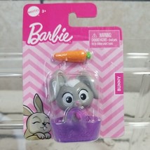 Barbie Pet Gray Bunny Rabbit Figure In Basket With Carrot Mattel Sealed New - £6.33 GBP