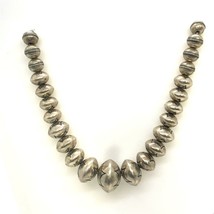 Vintage Sterling Signed LH Stamp Works Ball Bench Beaded Graduated Necklace 17 - £218.68 GBP