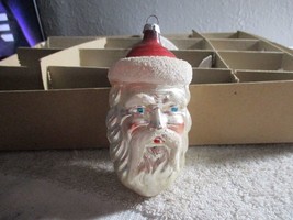Vintage Santa Head Face Christmas Tree Blown Glass Ornament 4&#39;&#39; Germany Antique - £155.69 GBP