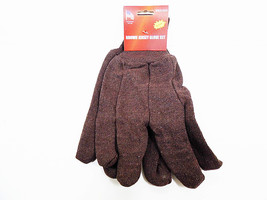 4 Pairs Brown Jersey Work Gloves Gardening Garden Yardwork Glove Cotton Yard - £7.63 GBP