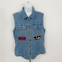 Crazy Horse Liz Claiborne Women&#39;s Button-snap Vest Size Medium Blue Denim TQ22 - £9.73 GBP