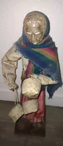 Vintage Southwestern Folk Art Paper Mache Village Woman Carrying Baskets... - $148.74 MXN