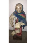 Vintage Southwestern Folk Art Paper Mache Village Woman Carrying Baskets... - $148.66 MXN