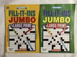  Lot of 2 Kappa Blue Ribbon Fill-It-Ins Jumbo Large Print Puzzle Books 2... - $12.95